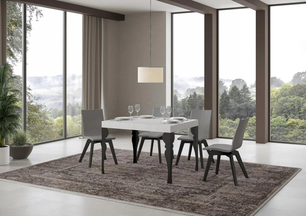 Tavolo Allungabile 120-204x80x77 cm Paxon Bianco Frassino e Antracite