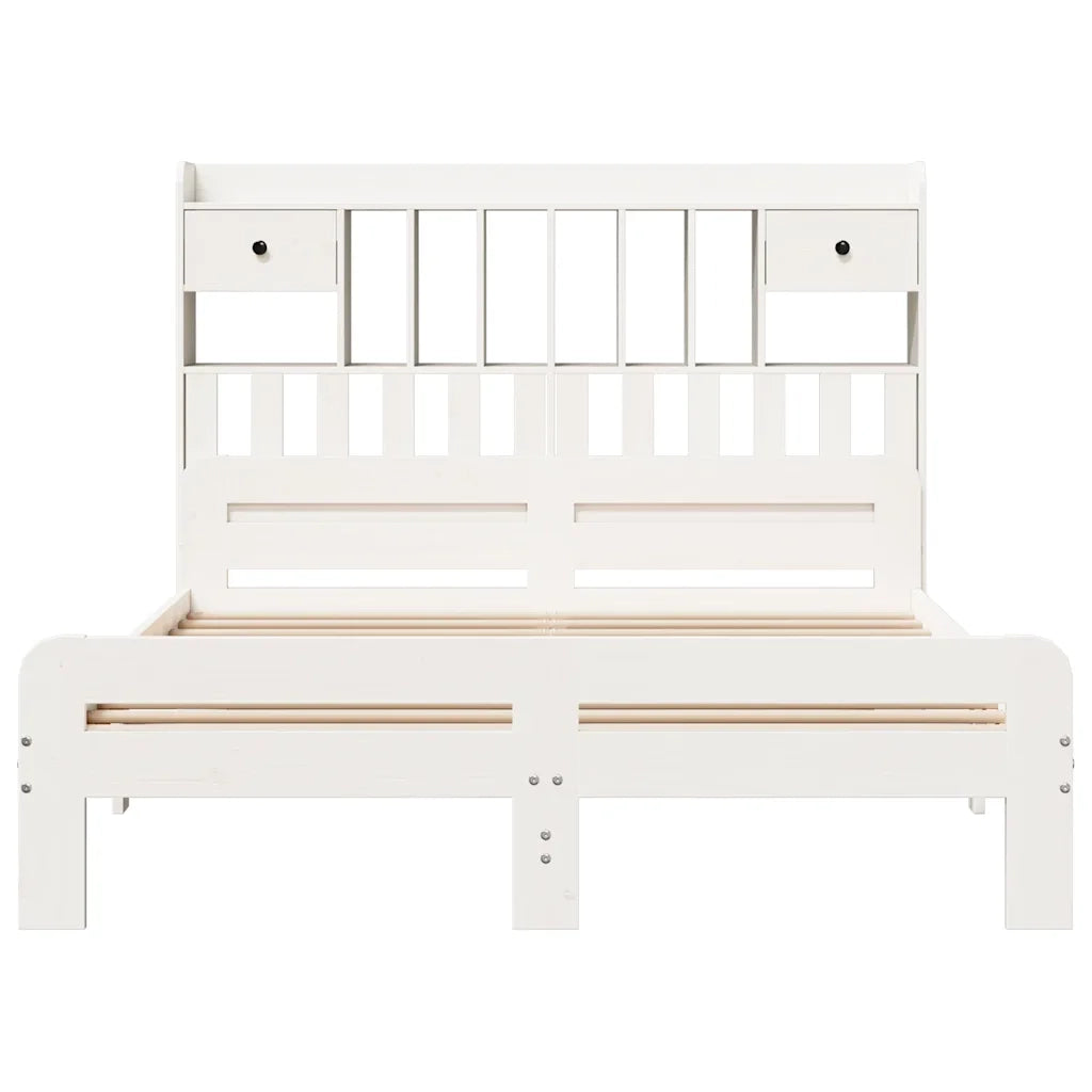 Letto Libreria senza Materasso Bianco 150x200 cm Legno di Pino 3308880