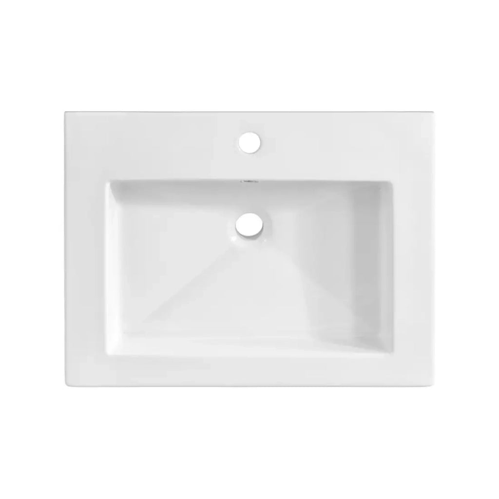 Lavabo da incasso ELIO 60 cm ceramica bianco brillante design rettangolare