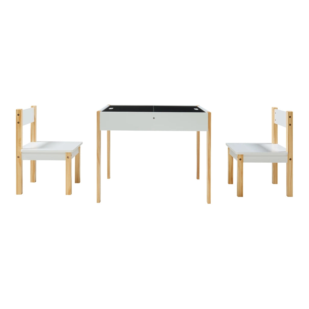 Set tavolo e 2 sedie per bambini bianco naturale nero 03_0009454