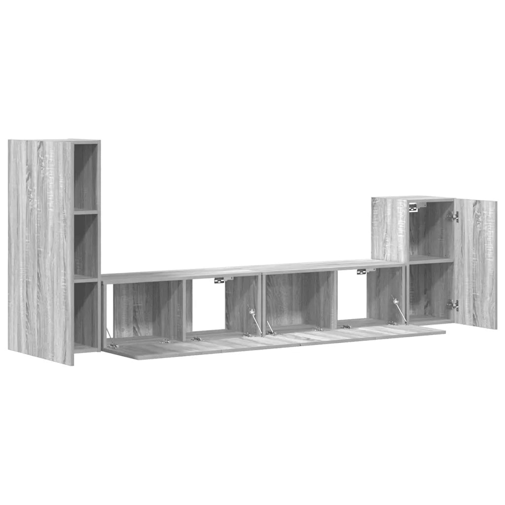 Set di Mobili Porta TV 4 pz Grigio Sonoma in Legno Multistrato cod mxl 20259