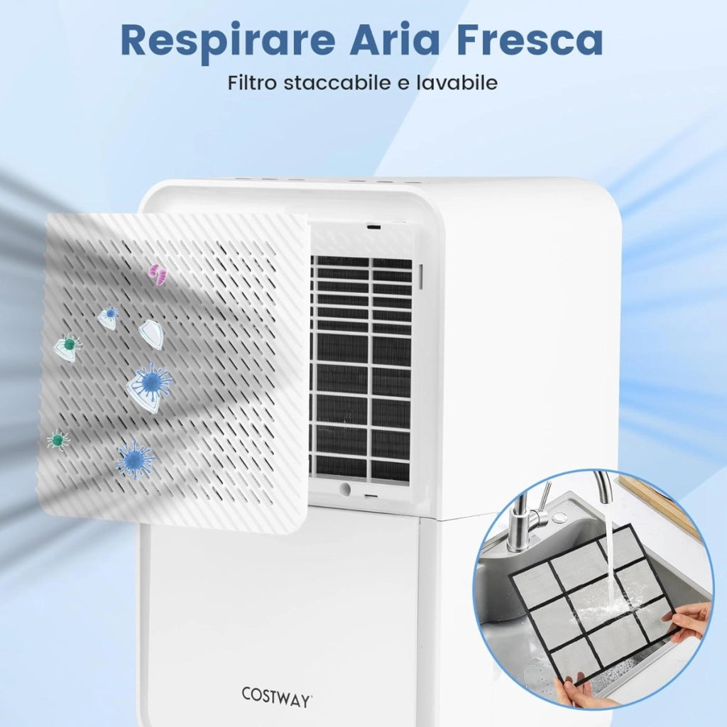 Deumidificatore tubo di scarico e sbrinamento automatico per seminterrato, Deumidificatore con 4 modalit¨¤ Bianco-Condizionatori aria