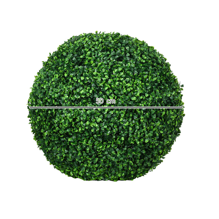 Set di 2 Piante Arteficiali Finte Sfera di Bosso Ø50 cm per Interno ed Esterno Verde
