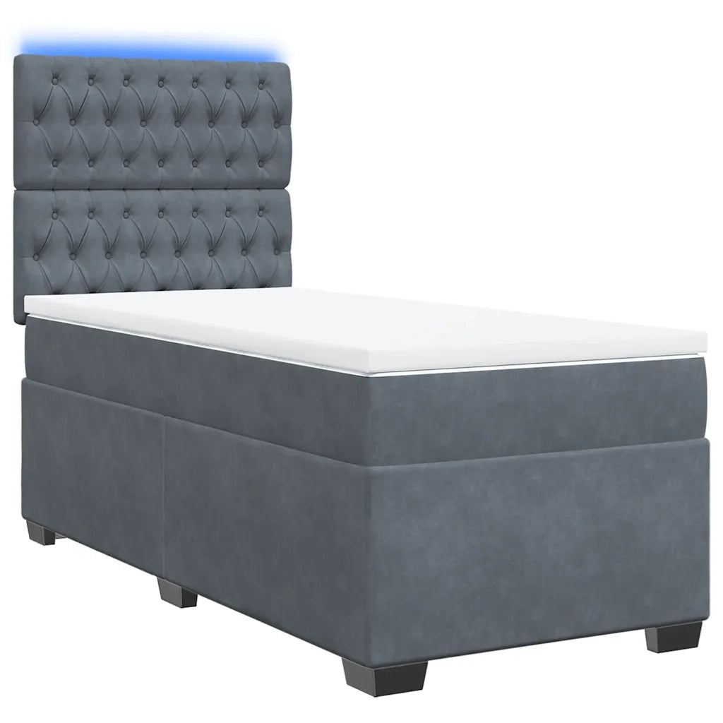 Giroletto a Molle con Materasso Grigio Scuro 90x190 cm Velluto