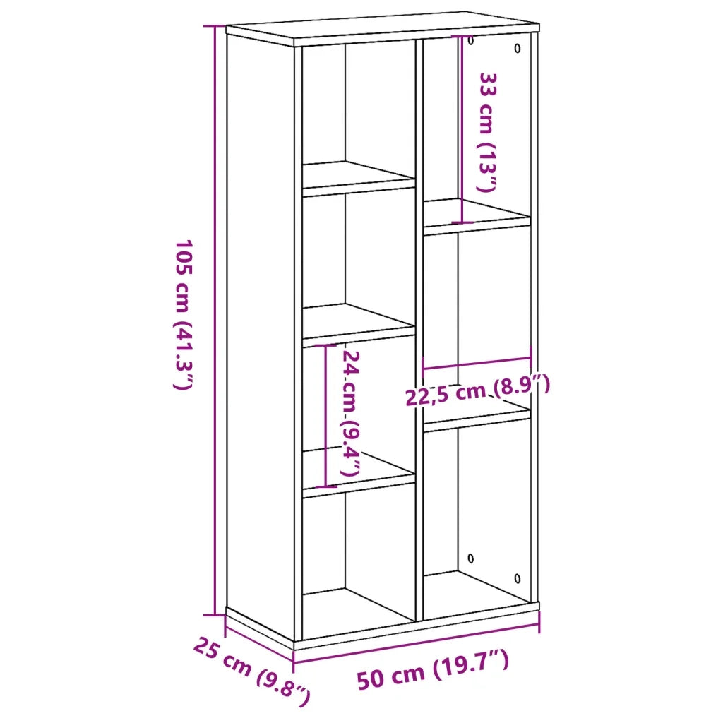 Libreria-Scaffale per Libri-Mobile di Stoccaggio Legno Antico 50x25x105 cm in Legno Multistrato
