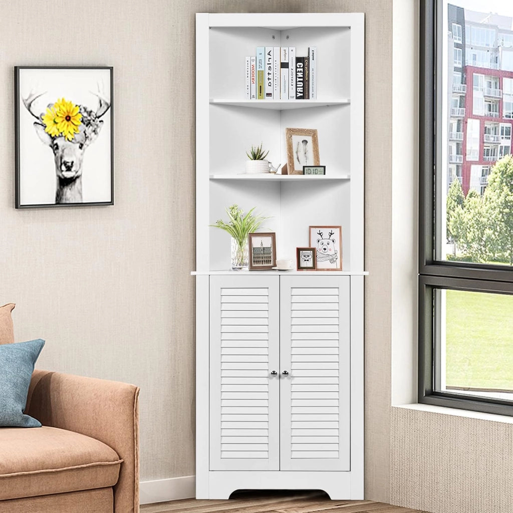 Mobile ad angolo, mobile da bagno indipendente con 3 ripiani aperti, mobile alto per bagno, camera da letto e soggiorno, mensola angolare 44 x 44 x 173 cm