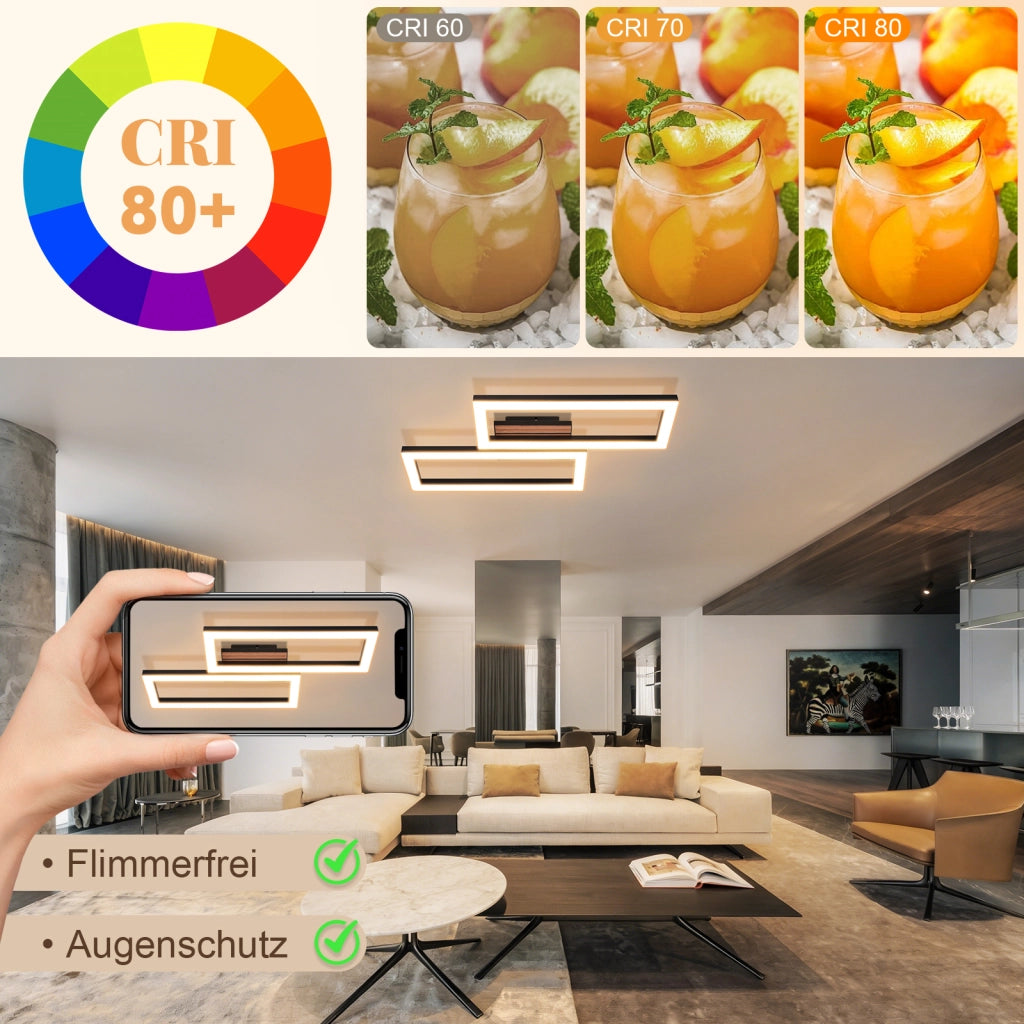 ZMH Lampada da soffitto LED 8W moderna 49CM 3000K luce calda quadrata effetto legno soggiorno camera da letto corridoio