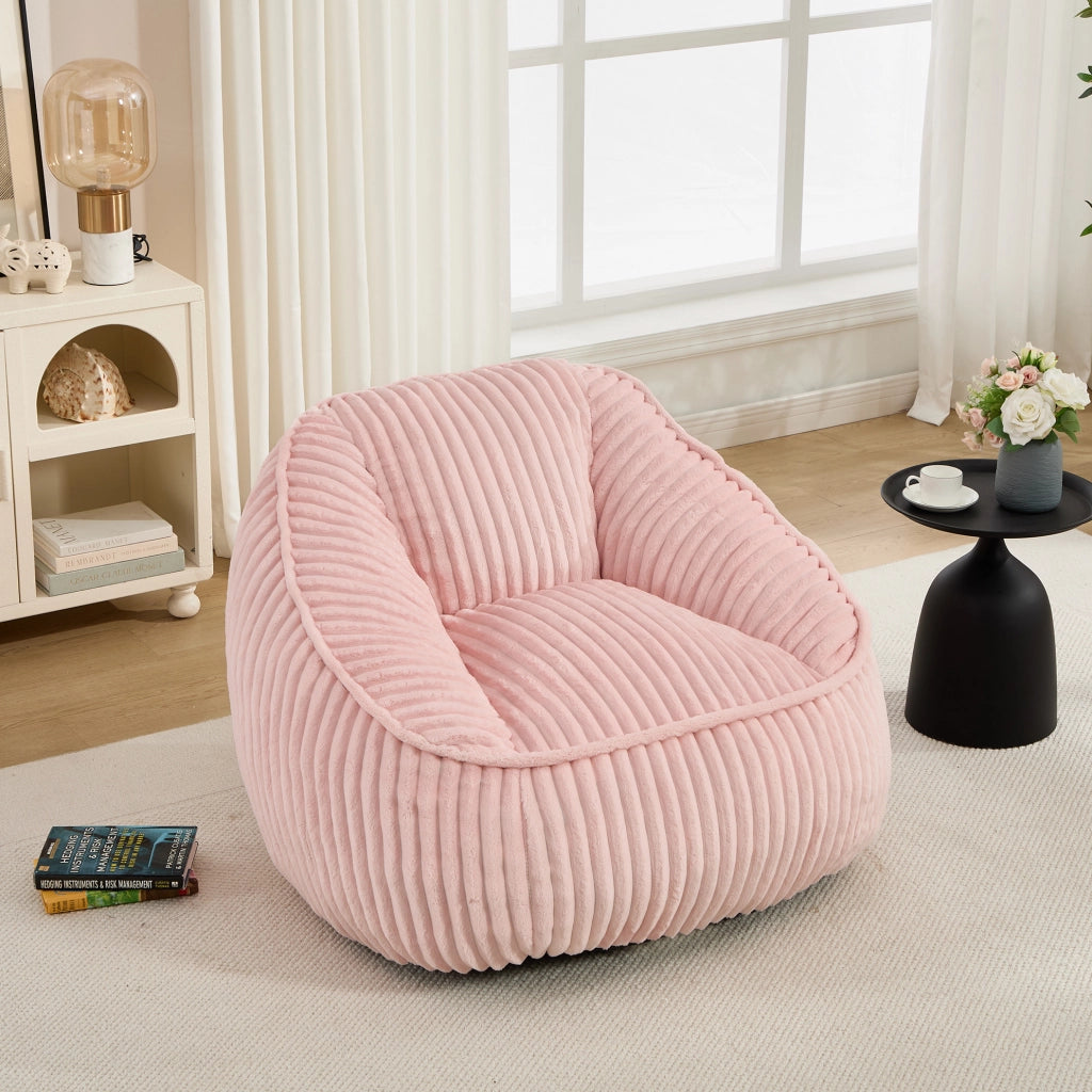 Poltrona a sacco 46x43x29 cm in ciniglia rosa, memory foam, facile da spostare –