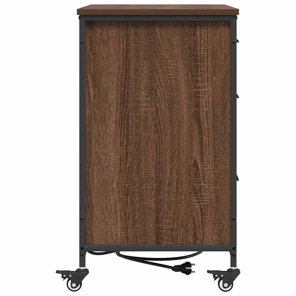 vidaXL Mobile per Ufficio con ruota Rovere marrone 76 x 41 x 72 cm