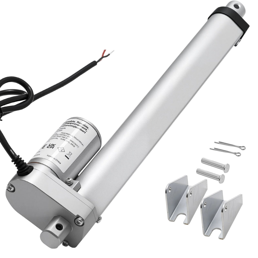 Attuatore Lineare 12V OK648 con Corsa 250 mm, Spinta 1000 N, 15 mm/s, Impermeabile IP54 con Staffe per Poltrone e Fai da Te