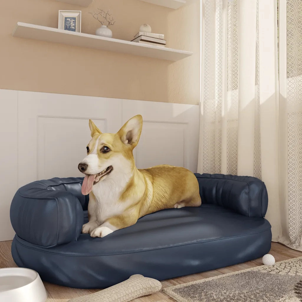 Letto Cani Ergonomico Gommapiuma Blu Scuro 88x65 cm Similpelle CFW8127064