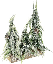 Decorazione di Natale di Piccola Pianta di Abete con Base in Legno e Neve Artificiale