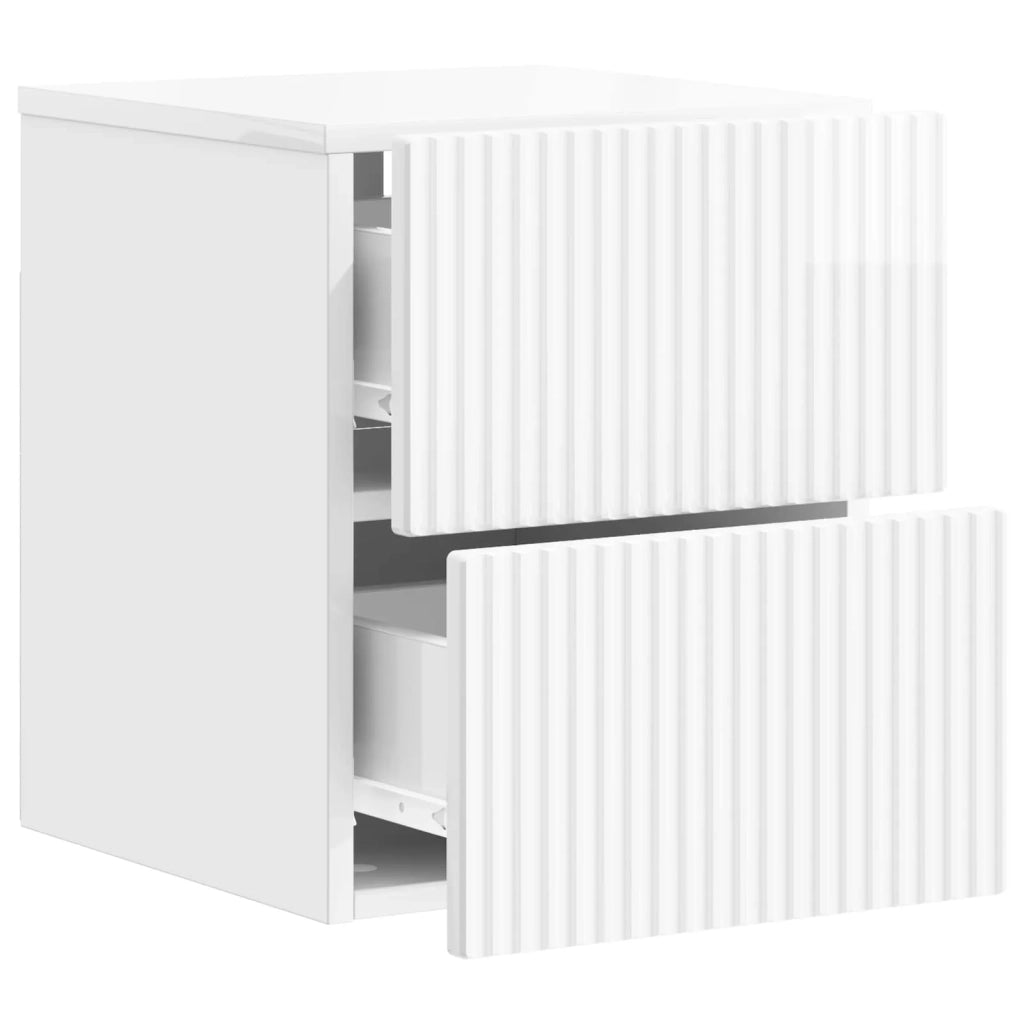 Mobiletto da notte a muro 2 pcs Bianco Lucido 33 x 34,5 x 40 cm