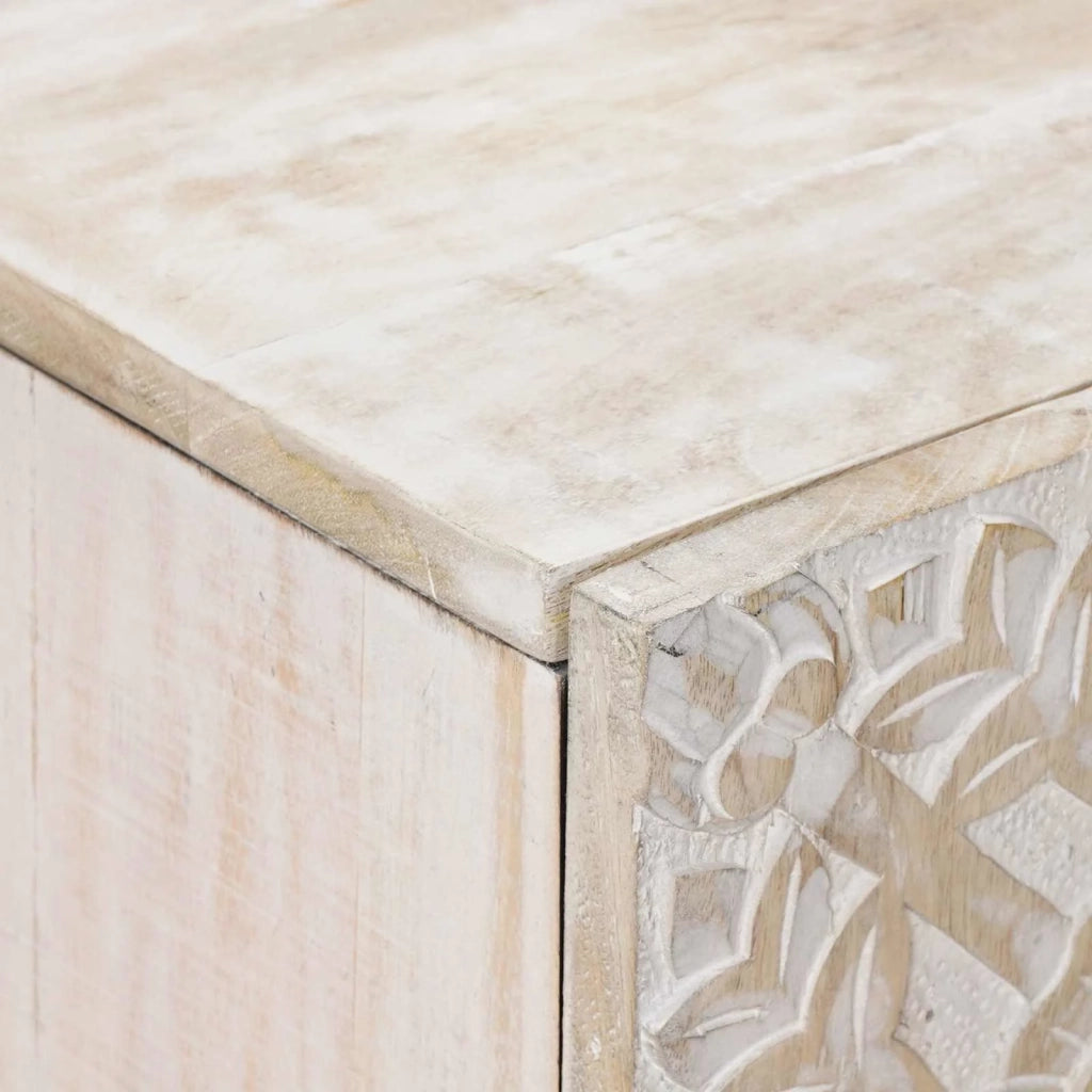 Credenza Bianco 90 x 33,5 x 75 cm Legno di mango massello