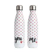 Coppia Borracce Termiche 500 ml isolamento Caldo/Freddo, Antigoccia, Idea Regalo Coppia San Valentino