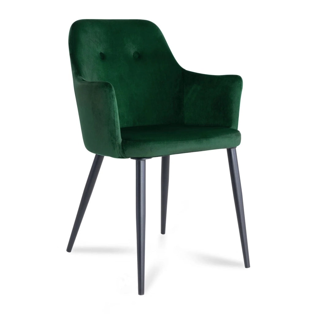LÚZETE - POLTRONA GUNNAR IN VELLUTO VERDE CON GAMBE NERE