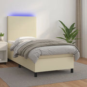 Giroletto a Molle con Materasso e LED Crema 90x200cm Similpelle cod mxl 58887