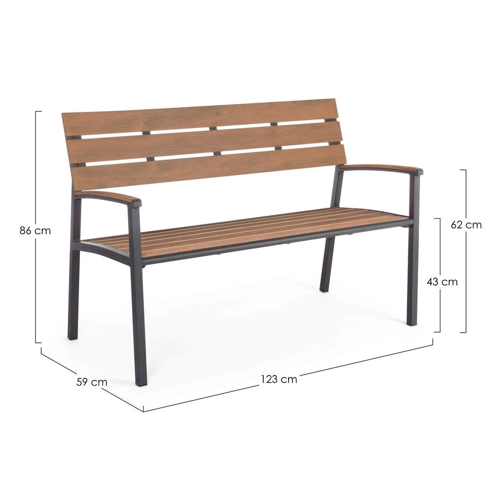 Panchina da Giardino in Alluminio con Doghe effetto Legno 3 Posti Isak Colore: Nero