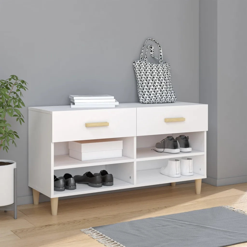 Scarpiera | Mobile per scarpe Bianca 102x35x55 cm in Legno Multistrato