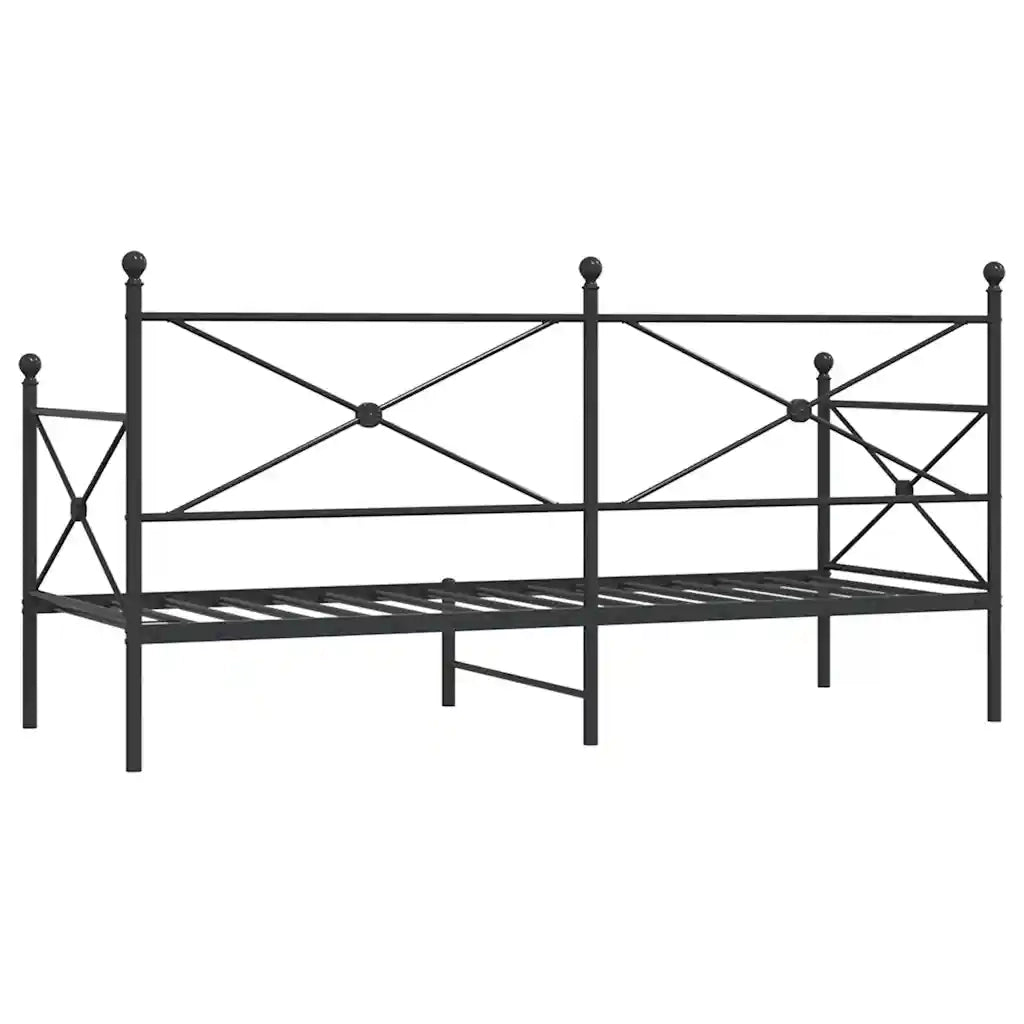 Letto singolo | Letto per adulti | Dormeuse senza Materasso Nero 75x190 cm in Acciaio