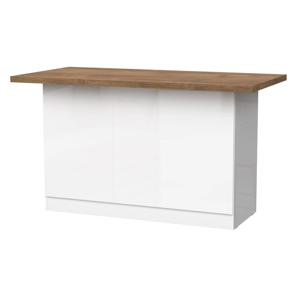 Mobile Dispensa Migani, Isola da Cucina 3 Ripiani Made in Italy, 160x80x90h cm Bianco Lucido