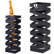 Portaombrelli in Metallo Design Quadrato Stand Nero Vaschetta Salvagoccia