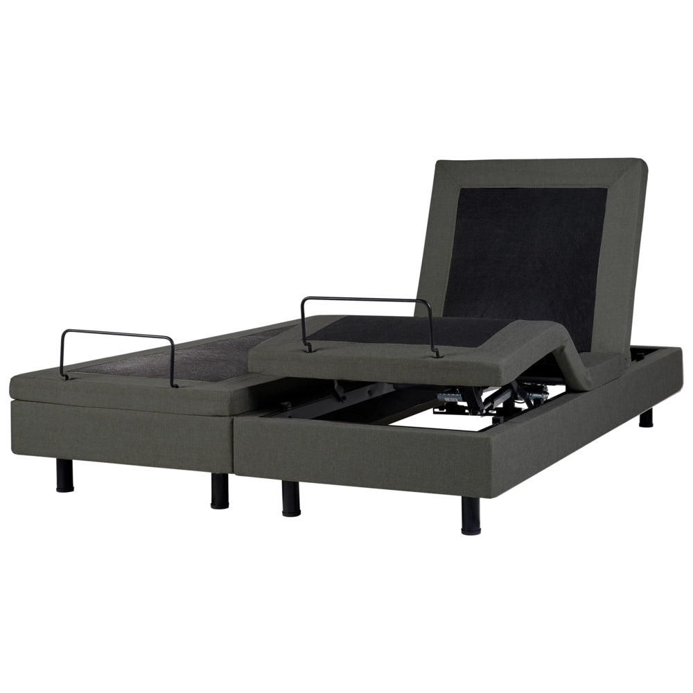 Letto matrimoniale regolabile elettronicamente con telecomando senza testata in poliestere grigio scuro 180 x 200 cm stile moderno