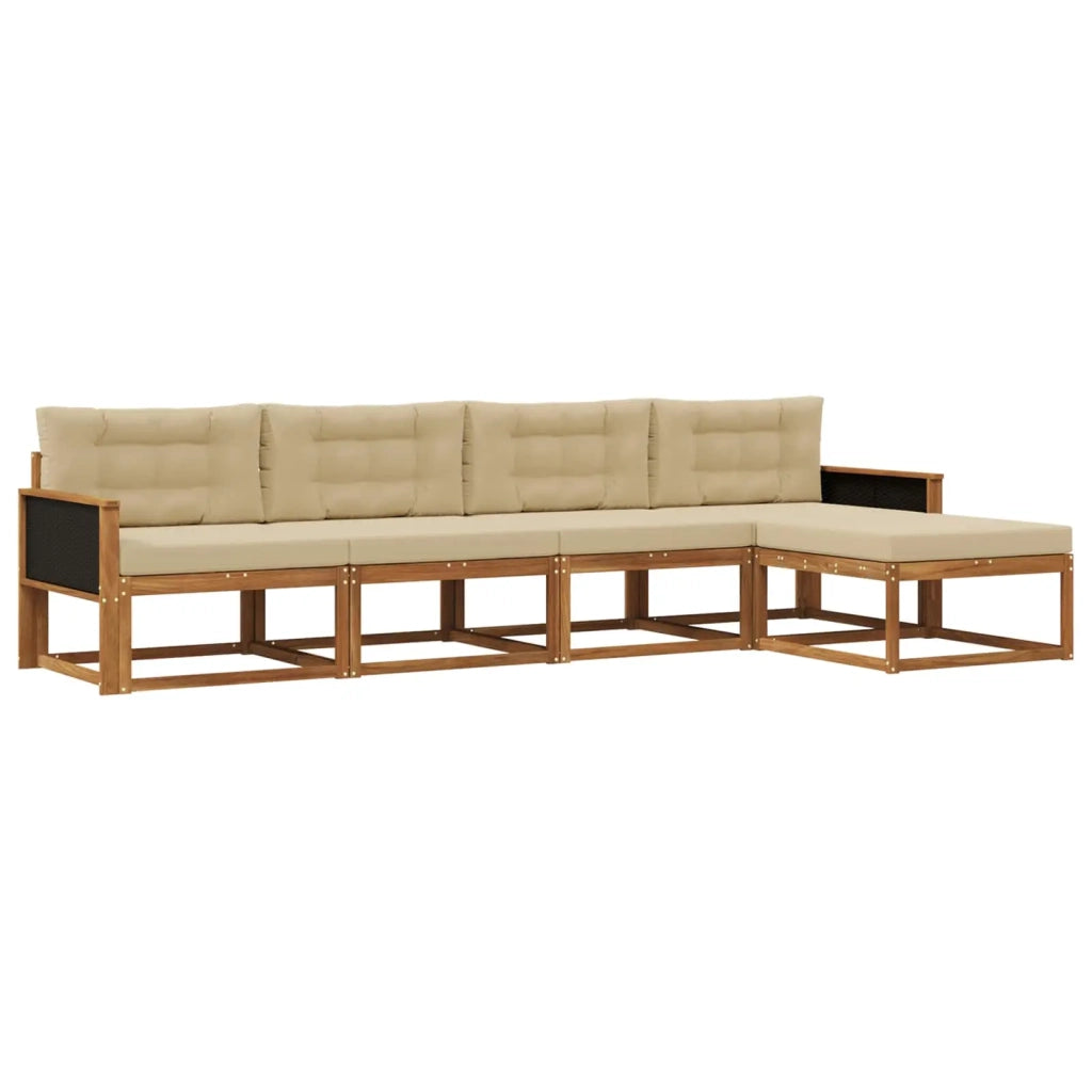 Set di divani da esterno 5 pz Naturale e Beige 3382476