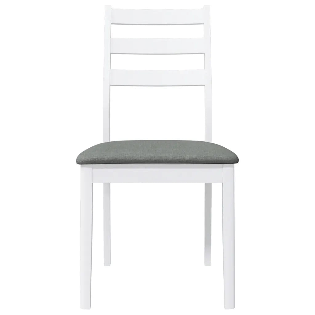 Sedie da Pranzo con Cuscini 2 pz Bianco Legno Massello di Hevea