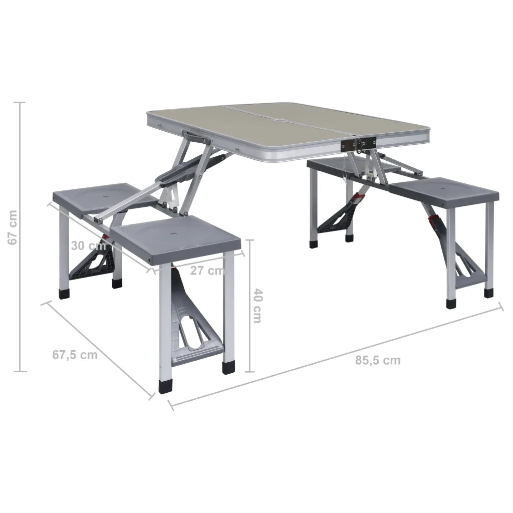 Tavolo Pieghevole da Campeggio con 4 Sedili Acciaio Alluminio CFW5765407