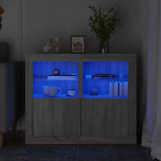 Armadietti con Luci LED 2pz Grigio Sonoma in Legno Multistrato 836641