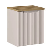 Set da bagno VANO cachemire e quercia 50cm: mobile sotto lavabo con armadietti scanalati verticalmente + piano per lavabo