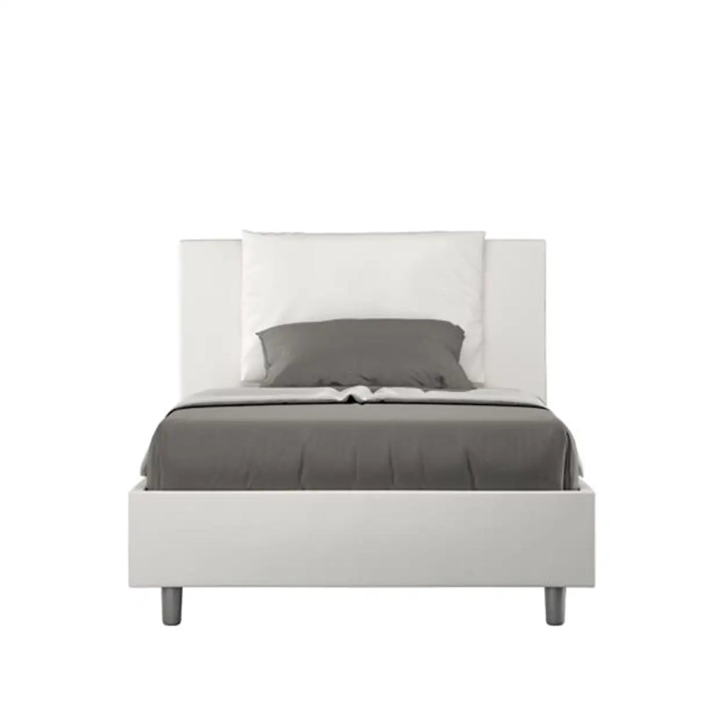 Letto una piazza e mezza con rete imbottito 120x210 similpelle bianco Antea