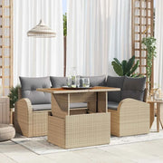 Set Divano da Giardino con cuscino 5 pcs beige e grigio chiaro