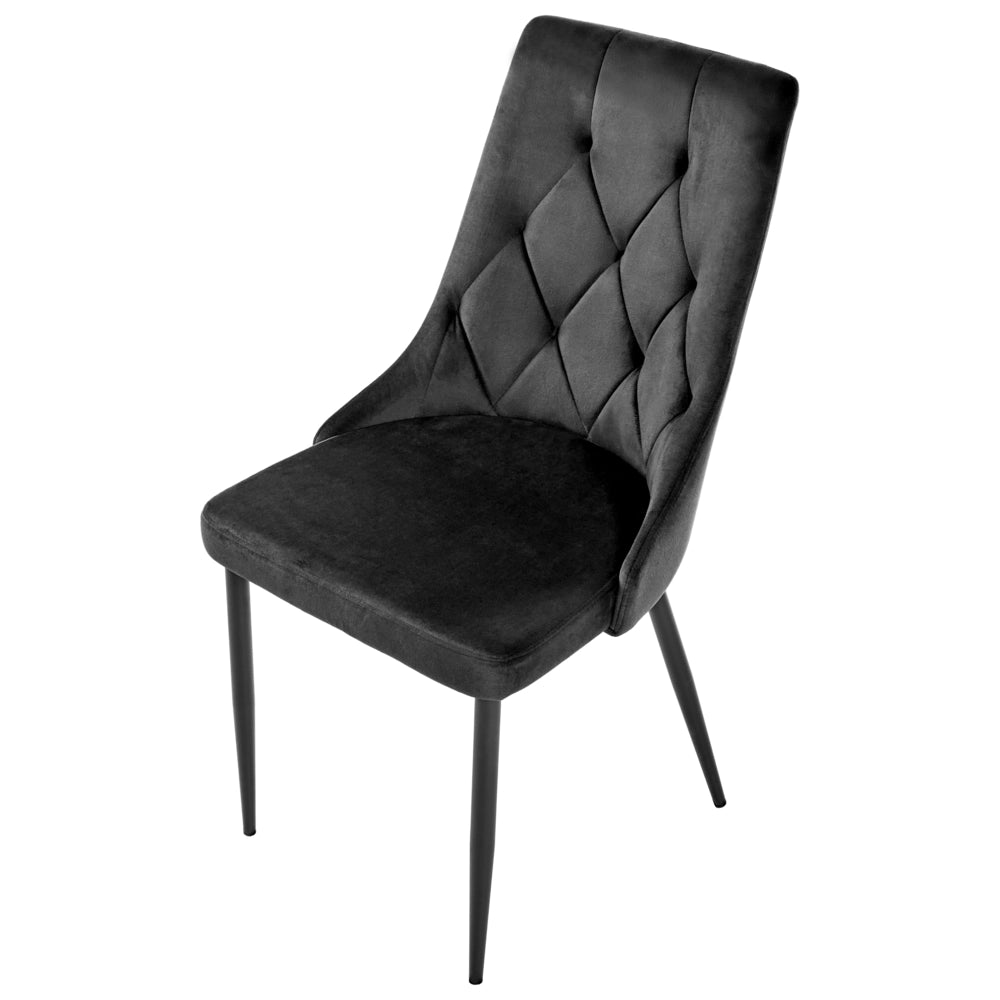 Set di 2 sedie da pranzo con seduta in velluto imbottito Stile moderno Senza braccioli Gambe in ferro nero