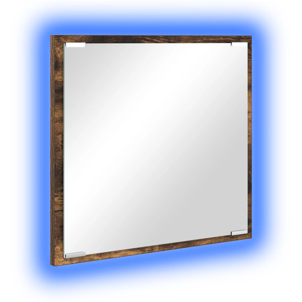 Specchio da Bagno a LED Rovere Affumicato 40x8.5x37 cm Legno Composito