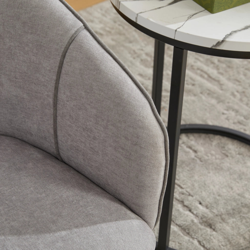 Poltrona girevole in tessuto Chenille grigio, design ergonomico con schienale alto, 1 collo
