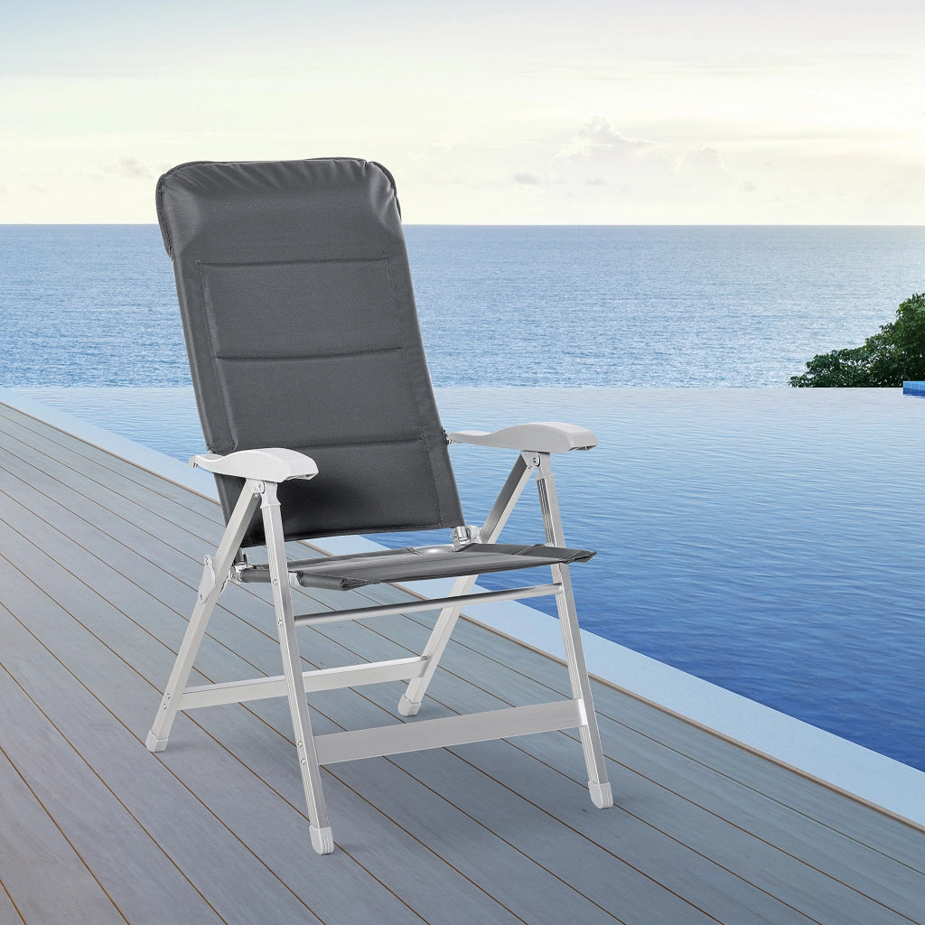 Sedia da giardino pieghevole con schienale alto e braccioli ¨C zephmum ¨C grigio