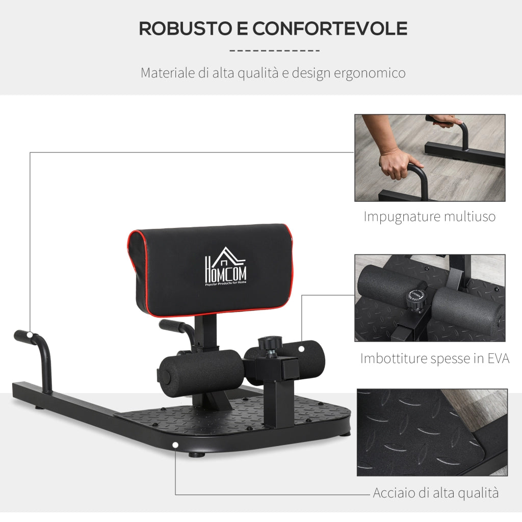 EasyComfort Macchina Squat 3 in 1, Macchina per Deep Sissy Squat Sit Up Push Up Regolabile Acciaio, Multifunzione, per Fitness, Allenamento, Leg Press, Addominali e Flessioni, Nero