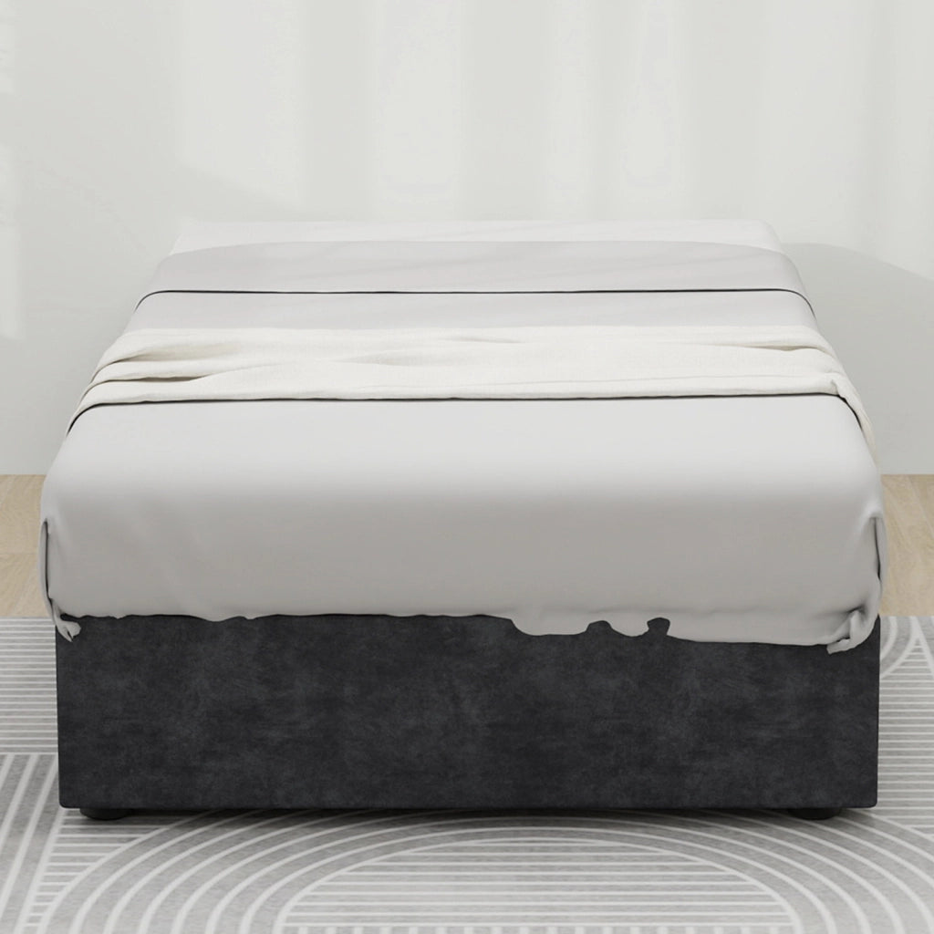 Letto Singolo 90x200 cm - Struttura Letto Stabile; Tessuto e Metallo - Grigio