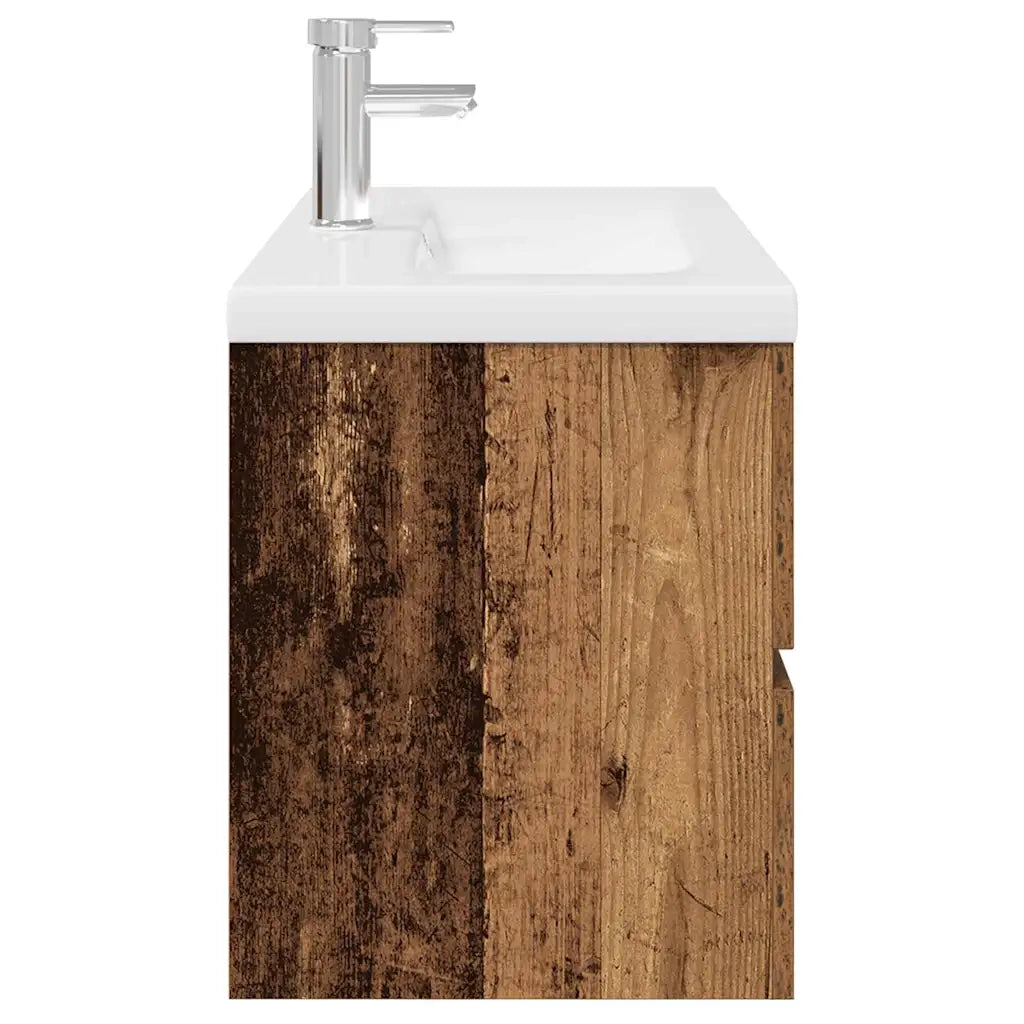 Mobile da Bagno con Lavabo Integrato e Rubinetto-Armadietto da bagno con Lavandino Legno Antico 879699