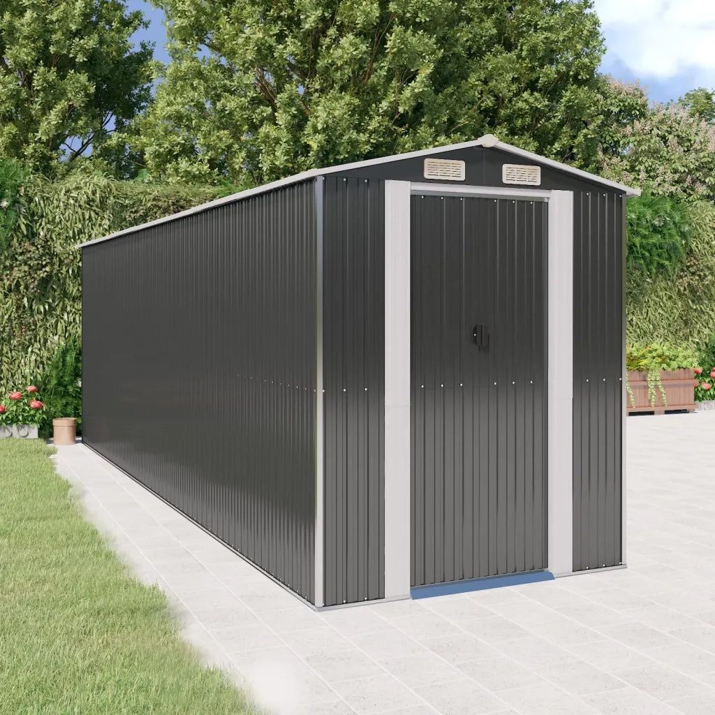 Capanno da Giardino Antracite 192x606x223 cm in Acciaio Zincato cod mxl 65867