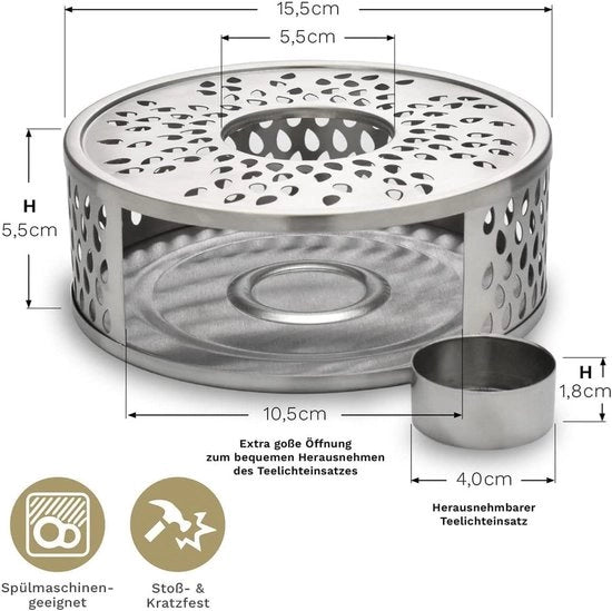 Sistema di Riscaldamento per Tazze con Design in Acciaio Inossidabile, Riscaldatore per Caffè, Riscaldatore per Servizi
