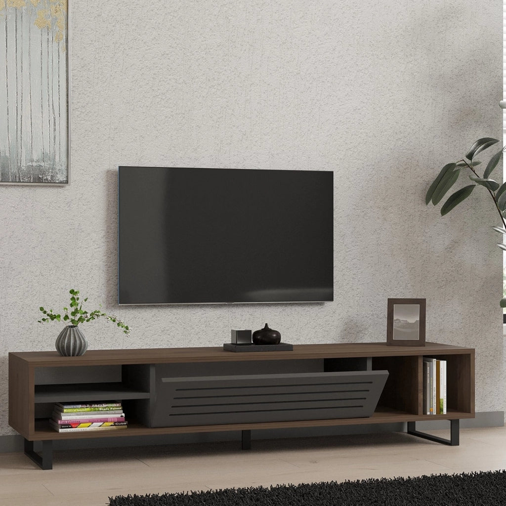 Sovico, Mobile Porta tv un Ripiano, 160x40x35h cm Nero Antracite