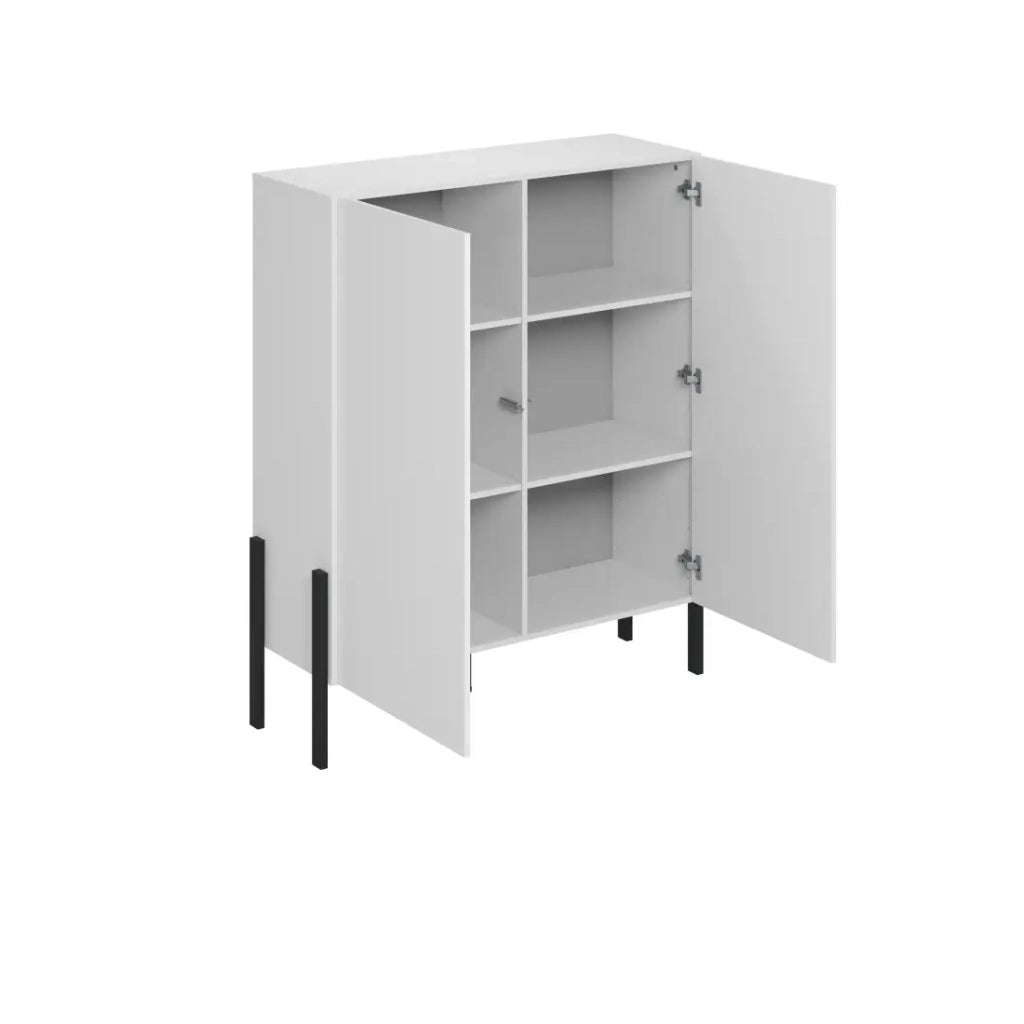 Armadio SALMA 2 porte Push-to-Open – Bianco super opaco & nero opaco.