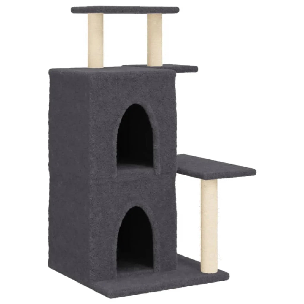 Tiragraffi per gatti torre per arrampicata giocattolo piattaforma per arrampicata con tiragraffi in sisal scuro 97 cm grigio 02_0022723