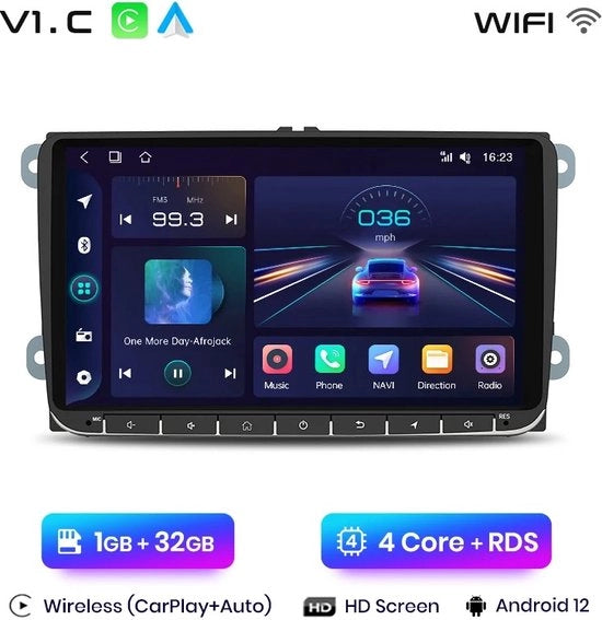 Autoradio con Apple CarPlay e Android Auto, Bluetooth, compatibile con Volkswagen, Seat Leon, Passat B6, B7, CC, Skoda Octavia, Polo, Golf 5, 6, Touran, Tiguan