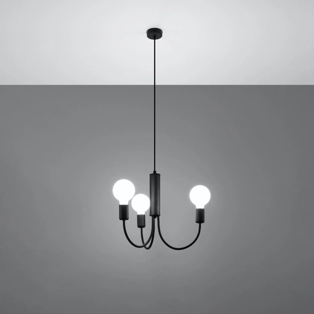Lampadario Crimson Piccolo a 3 luci in acciaio nero E27 LED Max 15W