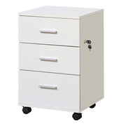 Cassettiera per ufficio con 3 cassetti, serratura e ruote ¨C zephmum ¨C Bianco 40x40x61,5 cm