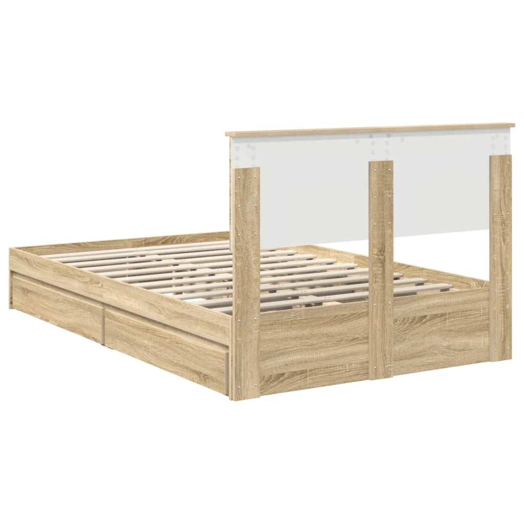 Letto con Contenitore con testiera Rovere Sonoma 135 x 190 cm 3408468